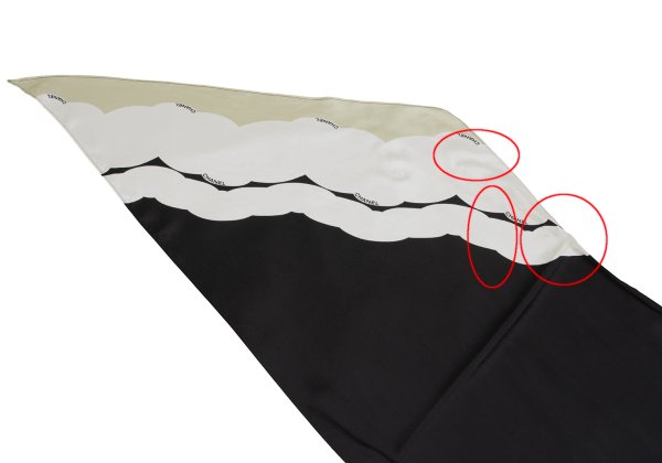 CHANEL Silk Color Block Scarf Black