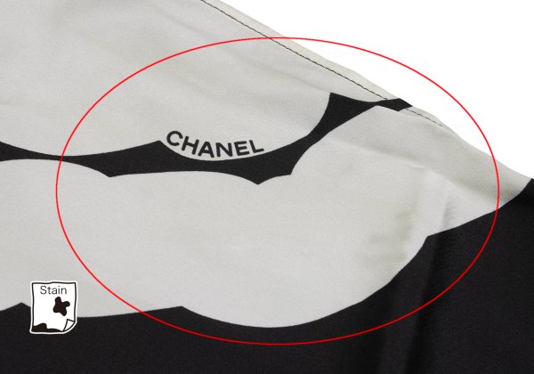 CHANEL Silk Color Block Scarf Black