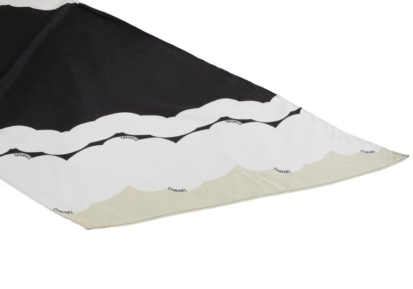 CHANEL Silk Color Block Scarf Black