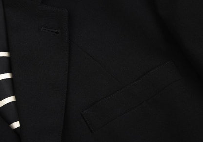 Jean Paul GAULTIER HOMME Black Striped Wool Jacket Size 52