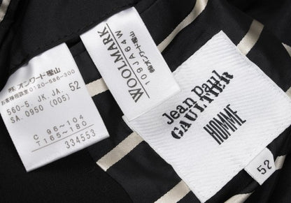 Jean Paul GAULTIER HOMME Black Striped Wool Jacket Size 52