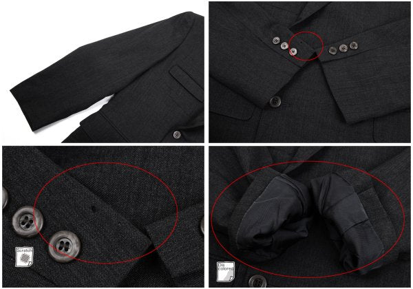 Jean Paul GAULTIER HOMME Wool Peaked Jacket Charcoal Size 48