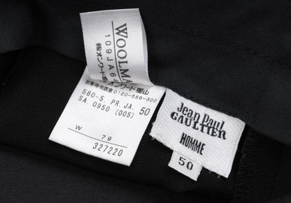 Jean Paul GAULTIER HOMME Wool Center Pants Black Size 50
