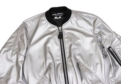 JUNYA WATANABE Metallic Faux Leather Jacket Silver Size S