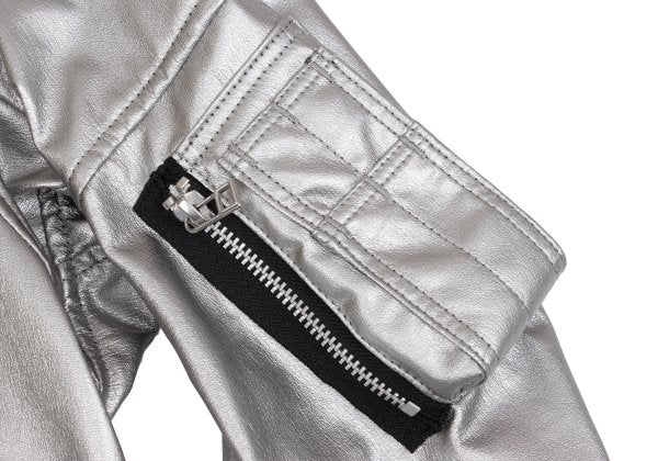 JUNYA WATANABE Metallic Faux Leather Jacket Silver Size S