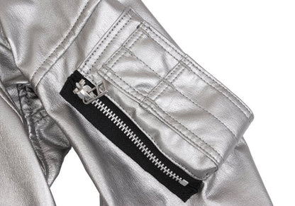 JUNYA WATANABE Metallic Faux Leather Jacket Silver Size S