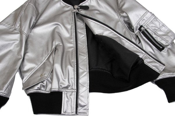 JUNYA WATANABE Metallic Faux Leather Jacket Silver Size S
