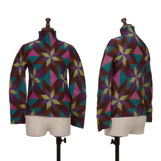 ISSEY MIYAKE me Geometric Pleated High L/S Tee Multi Size F