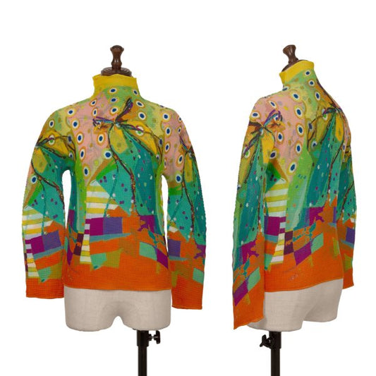 ISSEY MIYAKE me Graphic Print Pleated Top Multi Size F