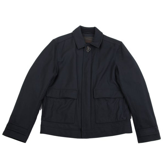 Salvatore Ferragamo Wool Padded Flap Jacket Navy Size 50