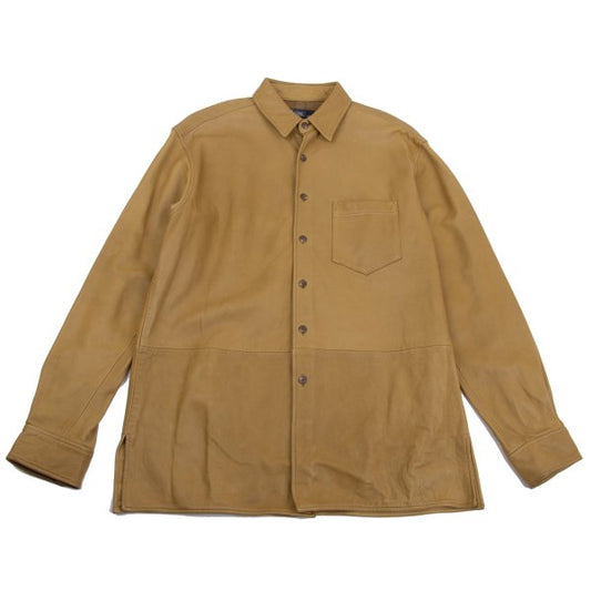 POLO RALPH LAUREN Leather Shirt Jacket Camel Size L