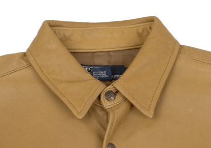 POLO RALPH LAUREN Leather Shirt Jacket Camel Size L