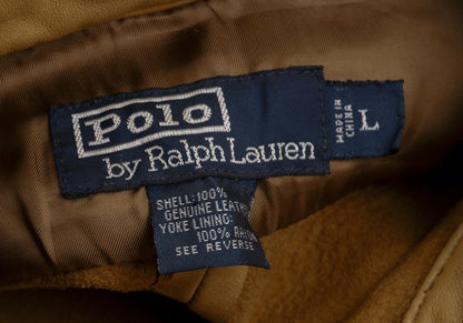 POLO RALPH LAUREN Leather Shirt Jacket Camel Size L
