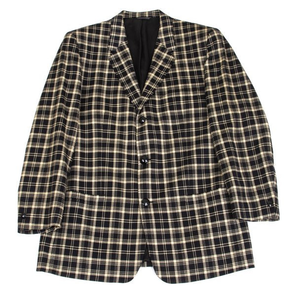 GIANNI VERSACE Wool Check 3-Button Beige Black Jacket Size 50
