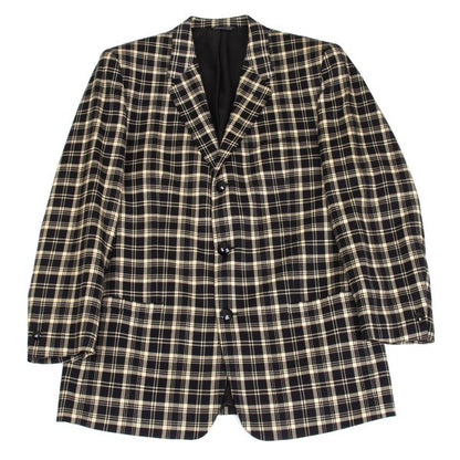 GIANNI VERSACE Wool Check 3-Button Beige Black Jacket Size 50