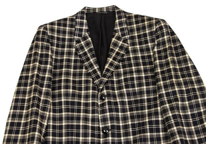 GIANNI VERSACE Wool Check 3-Button Beige Black Jacket Size 50
