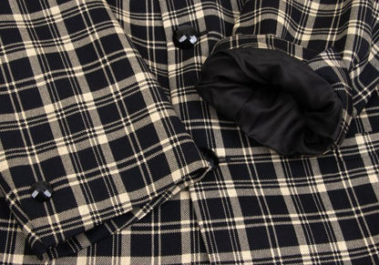 GIANNI VERSACE Wool Check 3-Button Beige Black Jacket Size 50