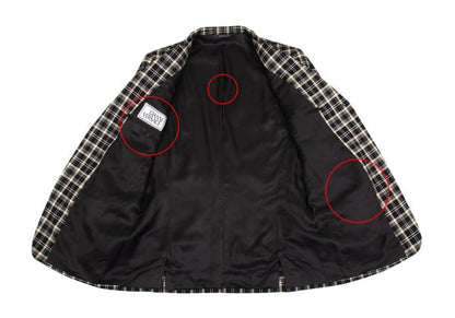 GIANNI VERSACE Wool Check 3-Button Beige Black Jacket Size 50