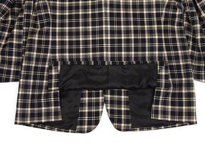 GIANNI VERSACE Wool Check 3-Button Beige Black Jacket Size 50