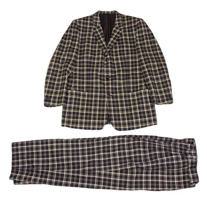 GIANNI VERSACE Wool Check 3-Button Beige Black Jacket Size 50