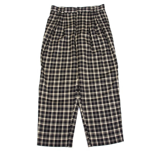 GIANNI VERSACE Wool Check 3-Tuck Pants Beige Size 50