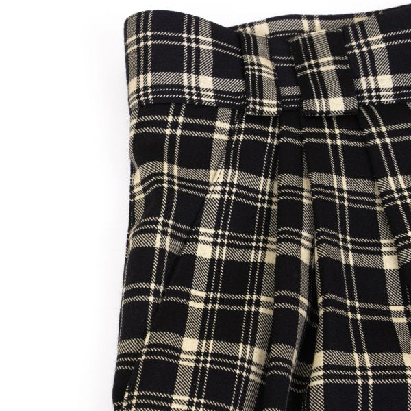 GIANNI VERSACE Wool Check 3-Tuck Pants Beige Size 50