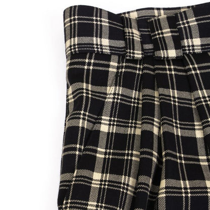 GIANNI VERSACE Wool Check 3-Tuck Pants Beige Size 50