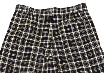 GIANNI VERSACE Wool Check 3-Tuck Pants Beige Size 50