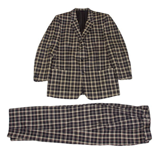 GIANNI VERSACE Wool Check Jacket Beige Size 50