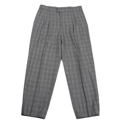 GIANNI VERSACE Wool Glen Check 2-Tuck Pants Gray Size 50