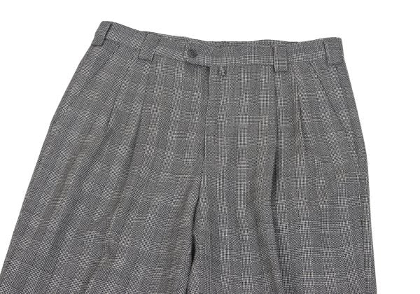 GIANNI VERSACE Wool Glen Check 2-Tuck Pants Gray Size 50