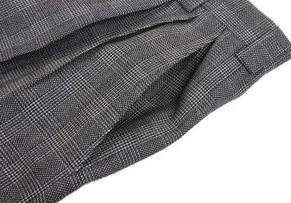 GIANNI VERSACE Wool Glen Check 2-Tuck Pants Gray Size 50