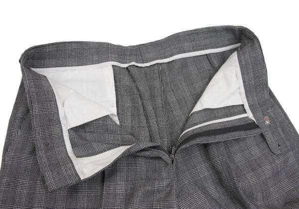 GIANNI VERSACE Wool Glen Check 2-Tuck Pants Gray Size 50