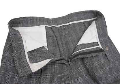 GIANNI VERSACE Wool Glen Check 2-Tuck Pants Gray Size 50
