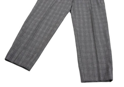 GIANNI VERSACE Wool Glen Check 2-Tuck Pants Gray Size 50
