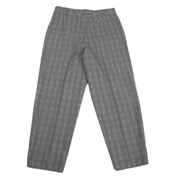 GIANNI VERSACE Wool Glen Check 2-Tuck Pants Gray Size 50
