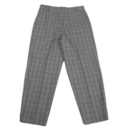 GIANNI VERSACE Wool Glen Check 2-Tuck Pants Gray Size 50