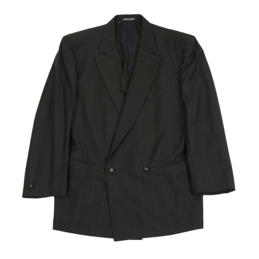 GIANNI VERSACE Wool Pinstripe Double Jacket Khaki Size 50