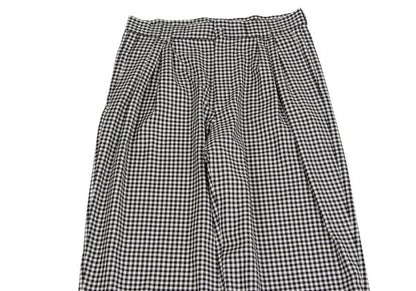 GIANNI VERSACE Wool Off-Black Gingham 2-Pleat Pants Size L