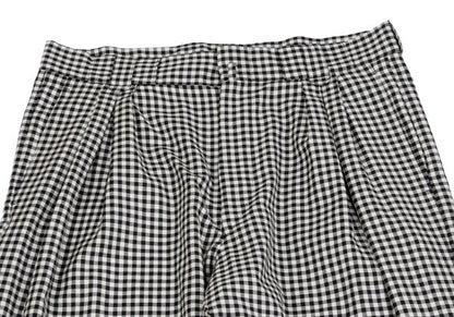 GIANNI VERSACE Wool Off-Black Gingham 2-Pleat Pants Size L