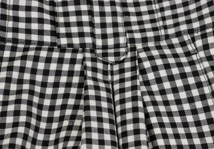 GIANNI VERSACE Wool Off-Black Gingham 2-Pleat Pants Size L