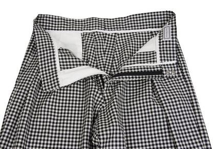 GIANNI VERSACE Wool Off-Black Gingham 2-Pleat Pants Size L