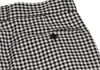GIANNI VERSACE Wool Off-Black Gingham 2-Pleat Pants Size L