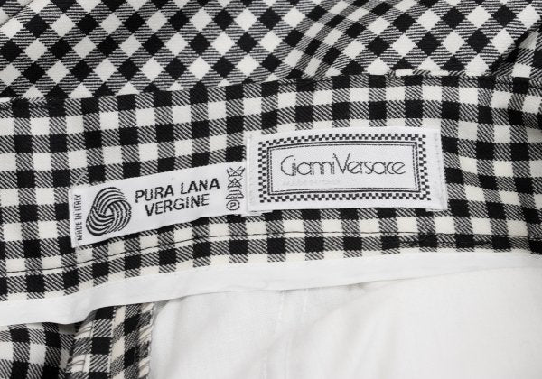 GIANNI VERSACE Wool Off-Black Gingham 2-Pleat Pants Size L