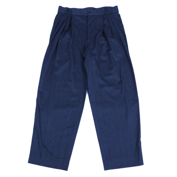 GIANNI VERSACE Blue Wool Blend Stripe 3-Pleat Pants Size 50