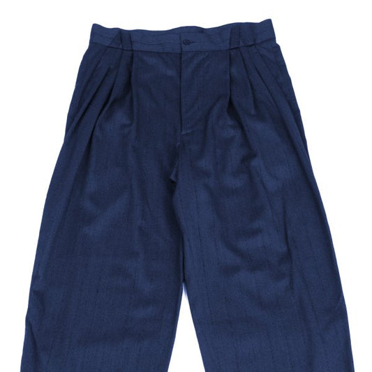 GIANNI VERSACE Blue Wool Blend Stripe 3-Pleat Pants Size 50