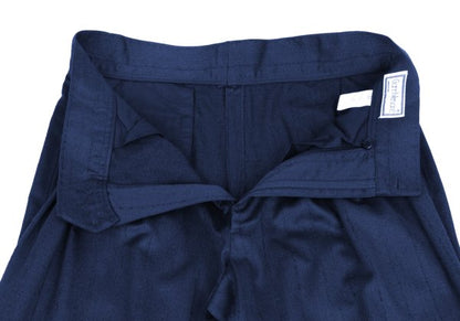 GIANNI VERSACE Blue Wool Blend Stripe 3-Pleat Pants Size 50