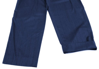 GIANNI VERSACE Blue Wool Blend Stripe 3-Pleat Pants Size 50