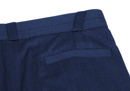 GIANNI VERSACE Blue Wool Blend Stripe 3-Pleat Pants Size 50
