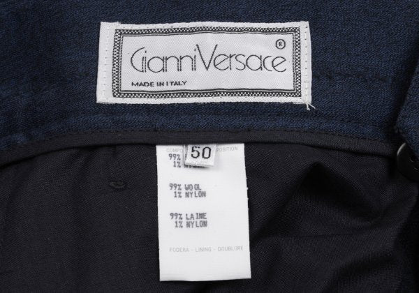 GIANNI VERSACE Blue Wool Blend Stripe 3-Pleat Pants Size 50